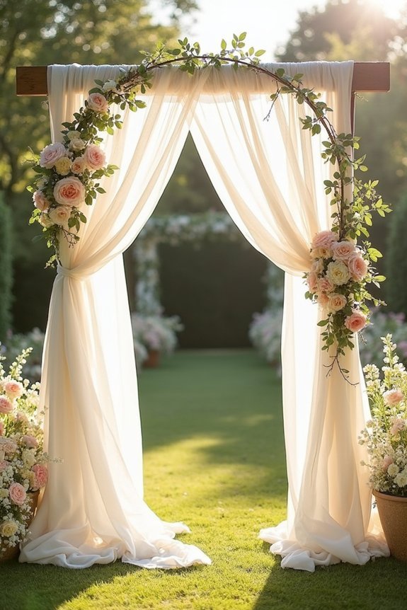 ethereal wedding arch draping