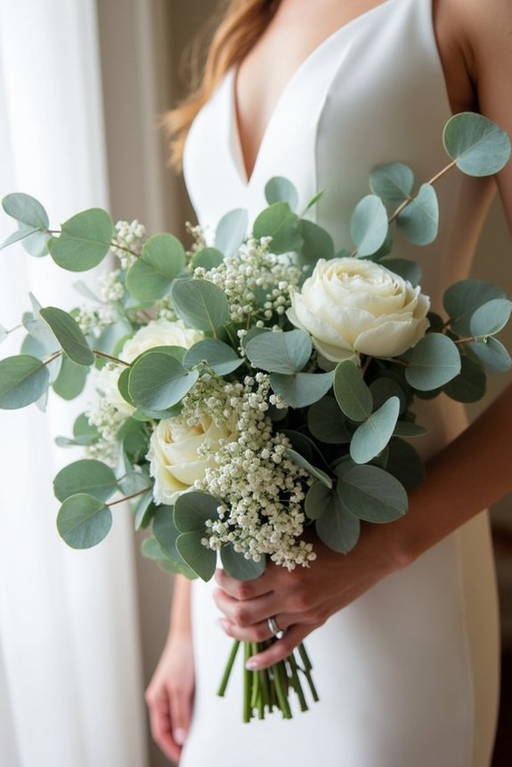 eucalyptus inspired bridesmaid bouquets