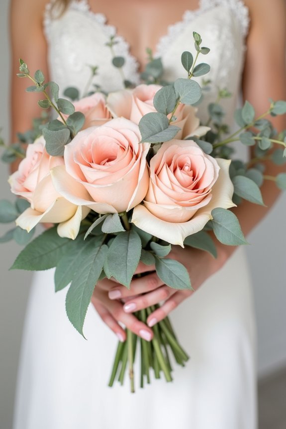 eucalyptus rose bridal bouquet
