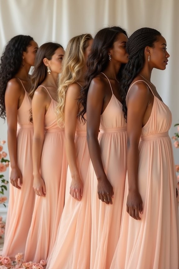 flattering peach bridesmaid dresses