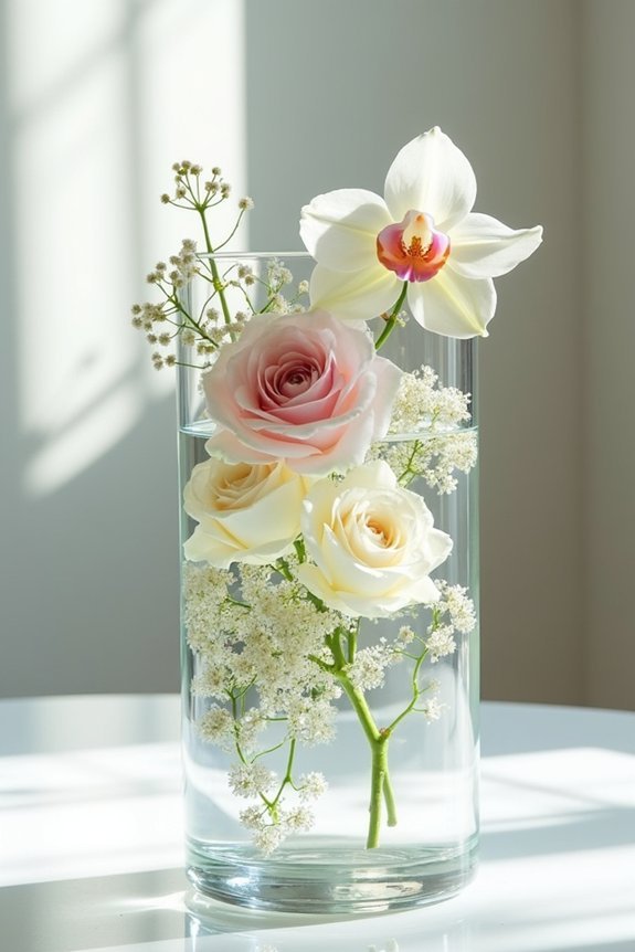 floating blooms in water