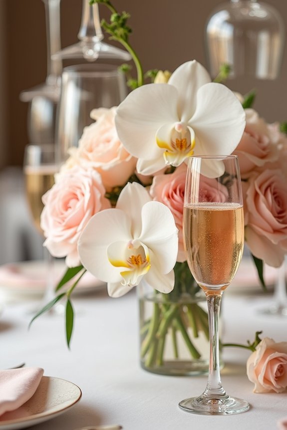 floating champagne floral centerpiece
