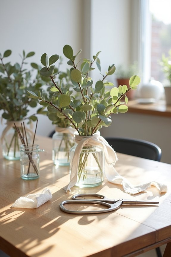 gather supplies for centerpieces