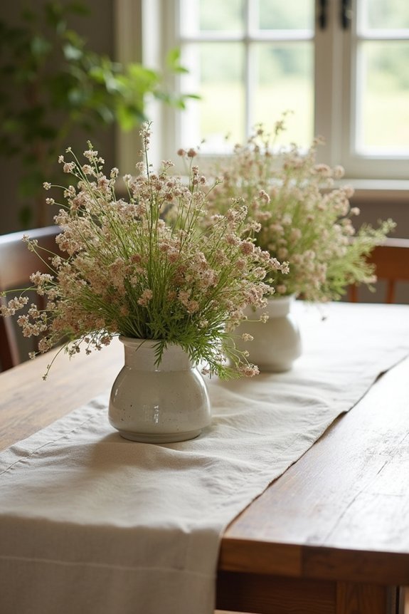 gathered seasonal floral arrangements