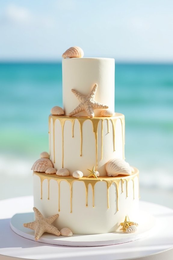 glamorous beach inspired cake design