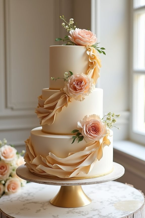 gold cakes for weddings