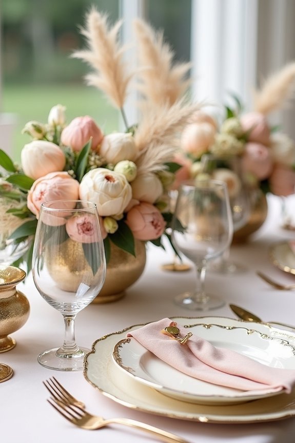 gold floral arrangements blend elegance