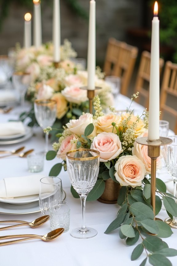 gold florals with romantic blooms