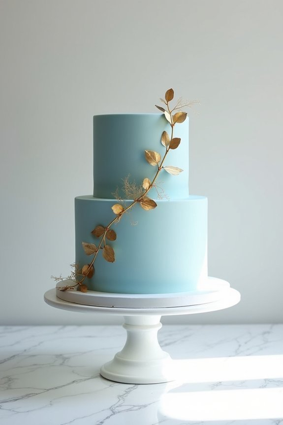 gold leaf and dusty blue