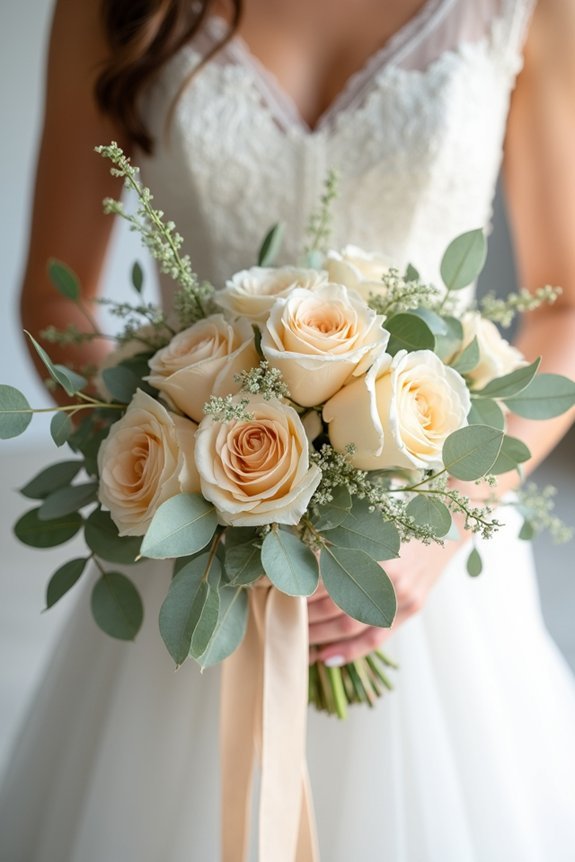gold roses eucalyptus elegance