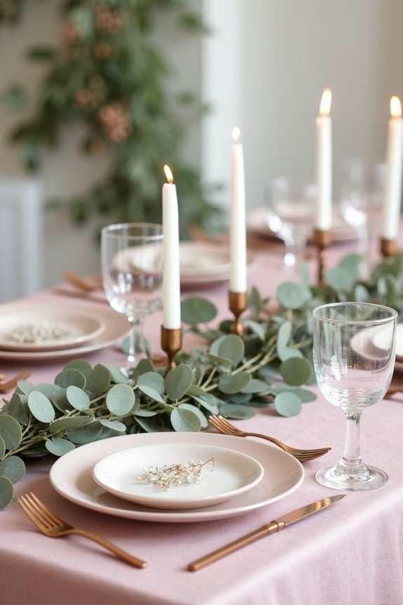greenery enhances dusty rose