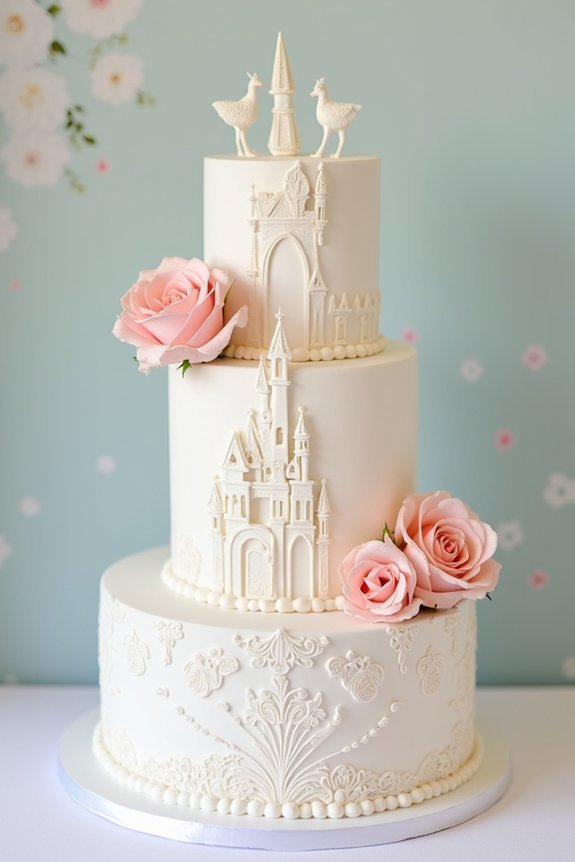 hand painted fairytale wedding cake