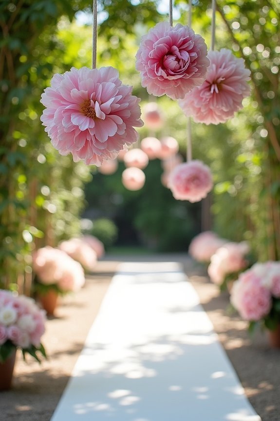 hanging floral pomanders overhead