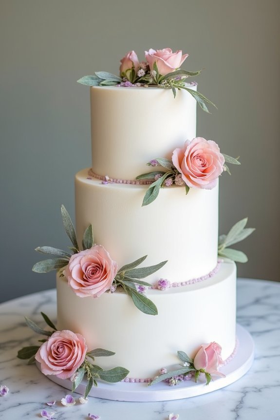 herb infused floral wedding cake