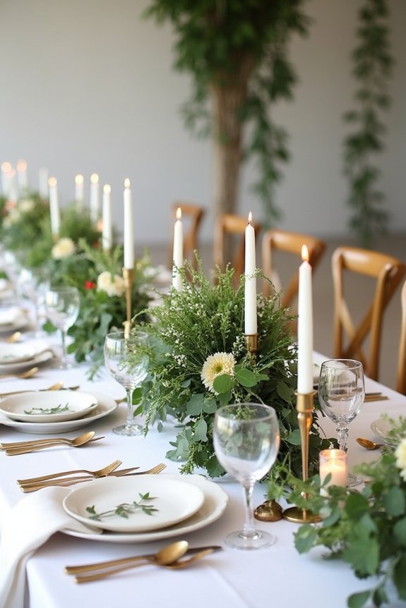 hunter green elegant centerpieces