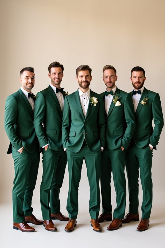 hunter green groomsmen attire