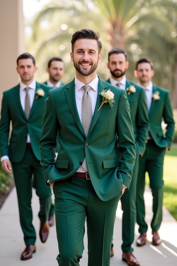 hunter green groomsmen suits