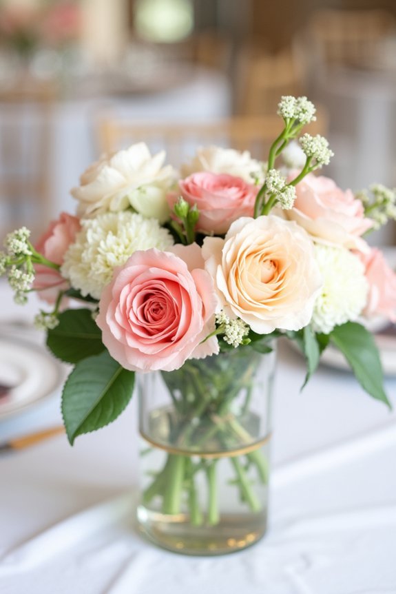 intimate low coral centerpieces