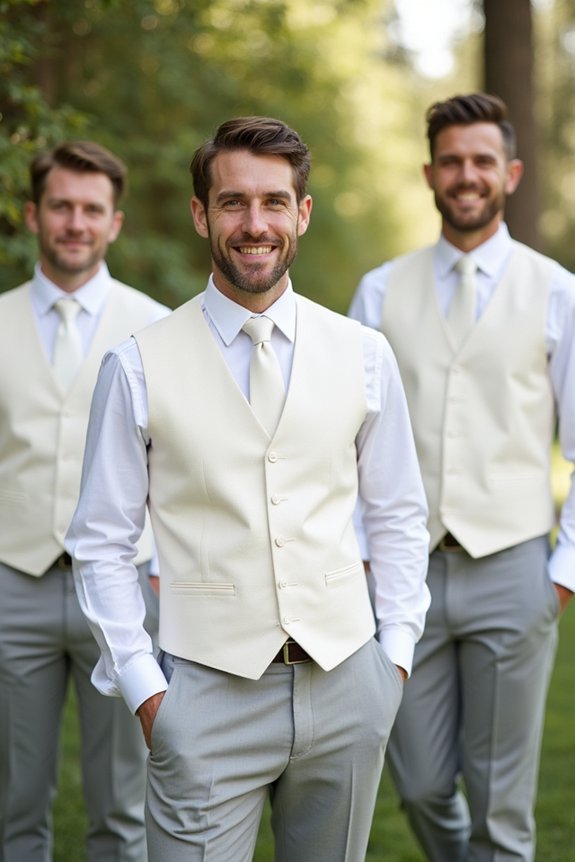 ivory waistcoat groomsmen elegance