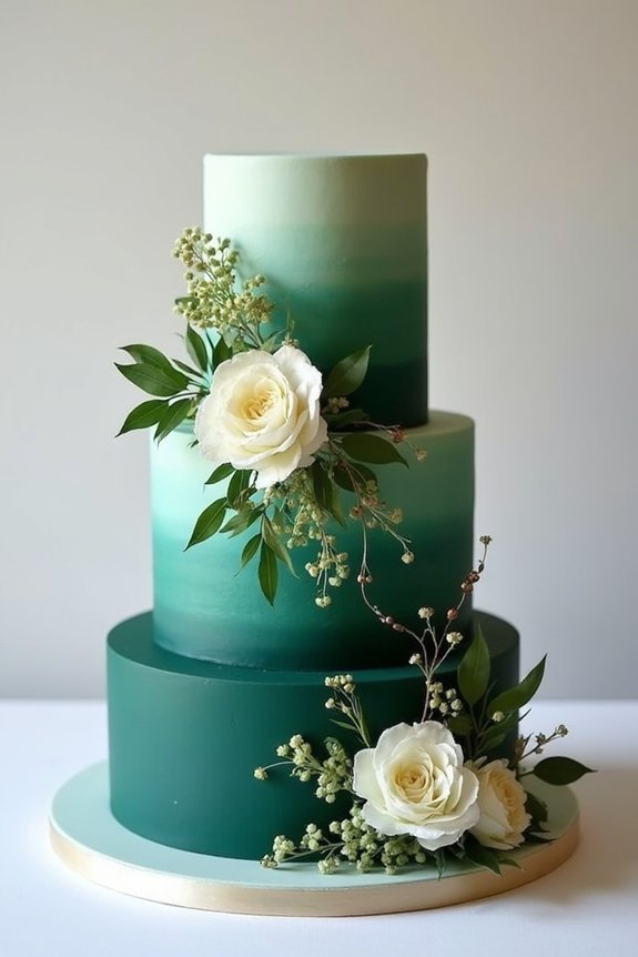 jewel tone ombre floral cake