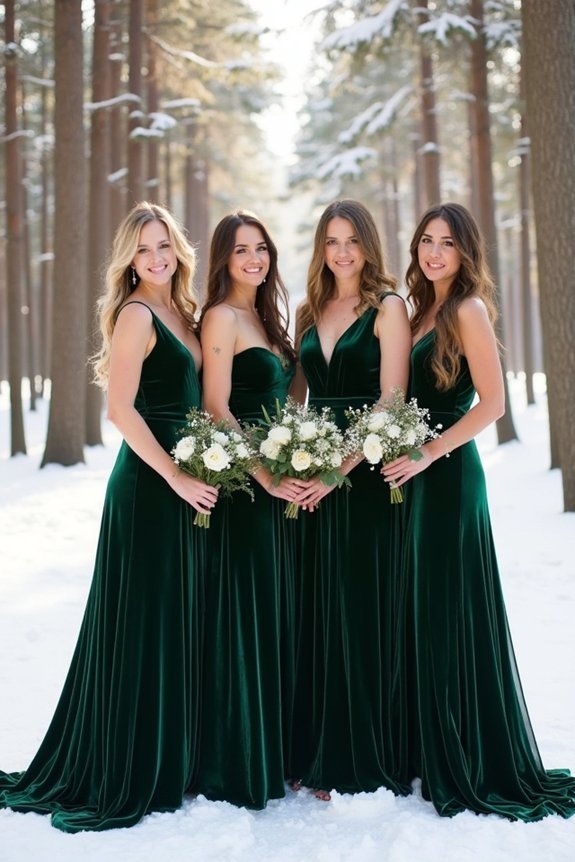 jewel toned winter bridesmaid elegance