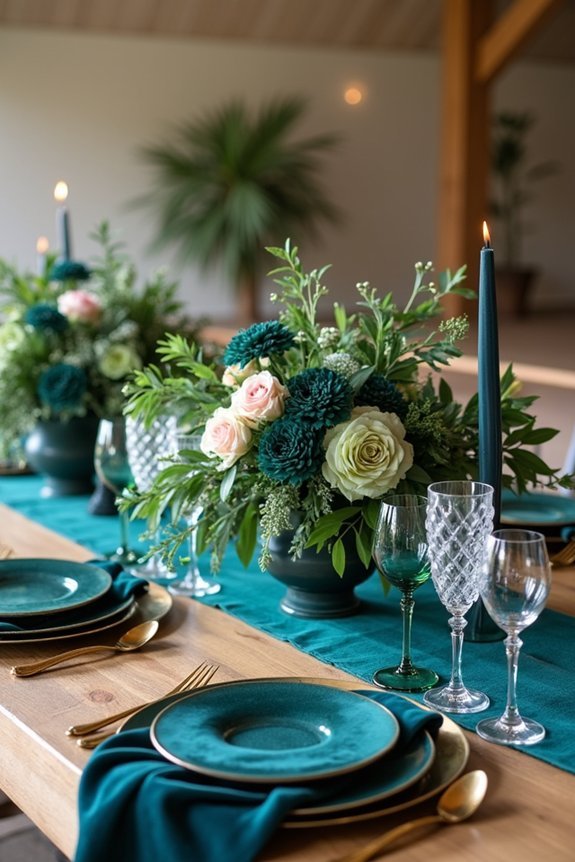 jewel tones enhance forest green