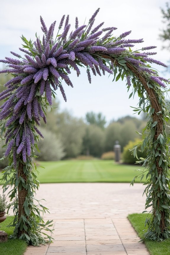 lavender and greenery archway
