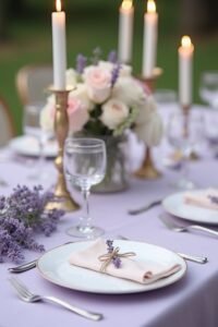 lavender themed wedding table settings