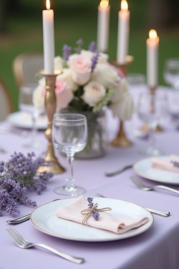 lavender themed wedding table settings