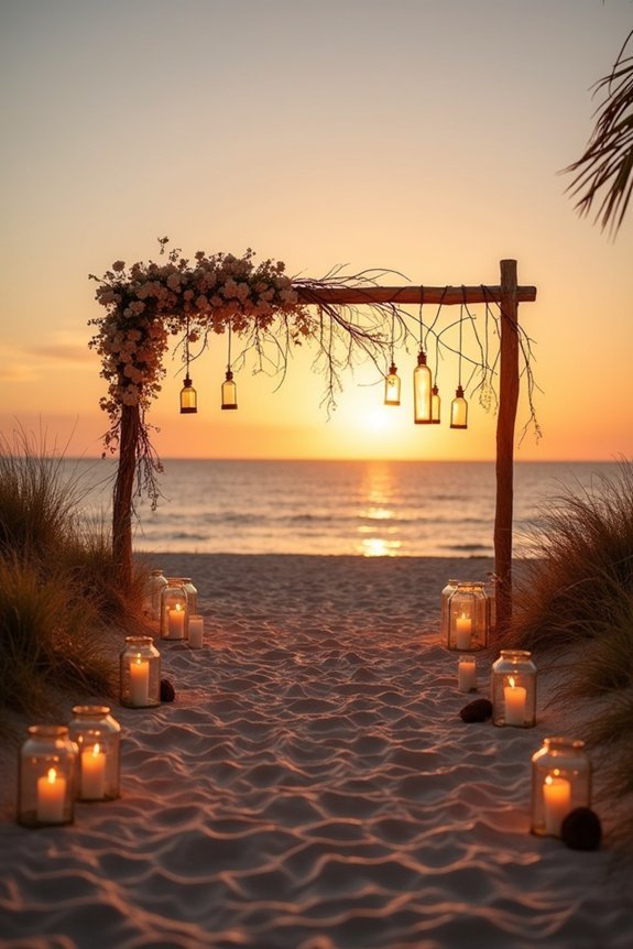 layered coastal wedding lighting