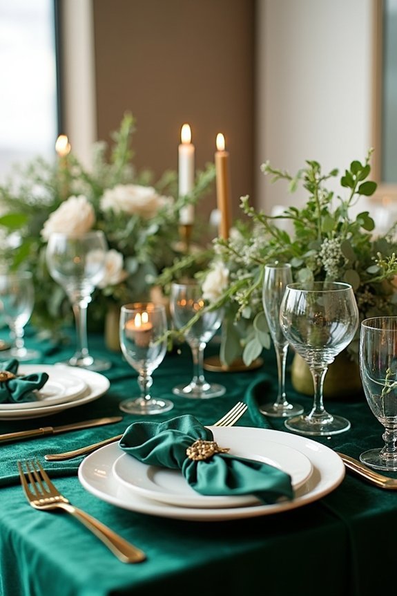 layered emerald fabrics elegance