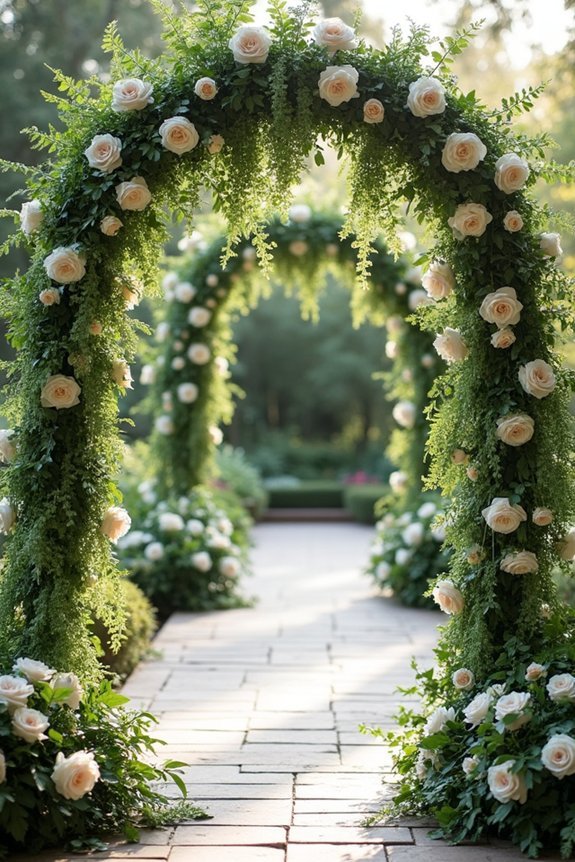 layered greenery and florals