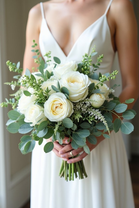 layered greenery enhances bouquets