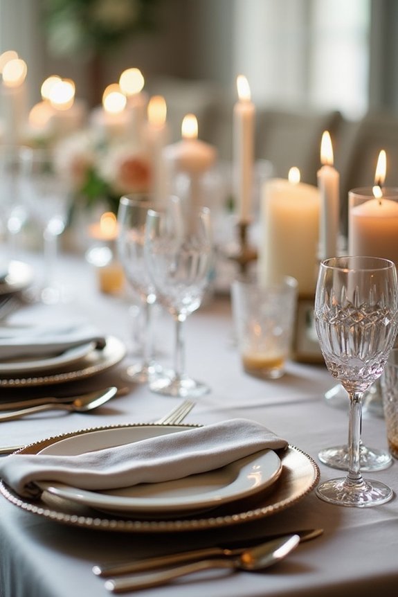 layered silver linens elegance