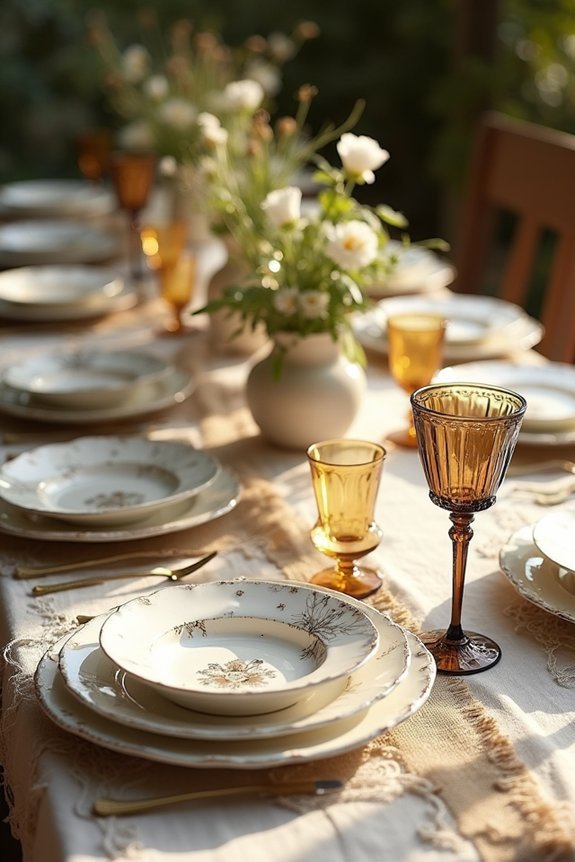 layering textured table settings