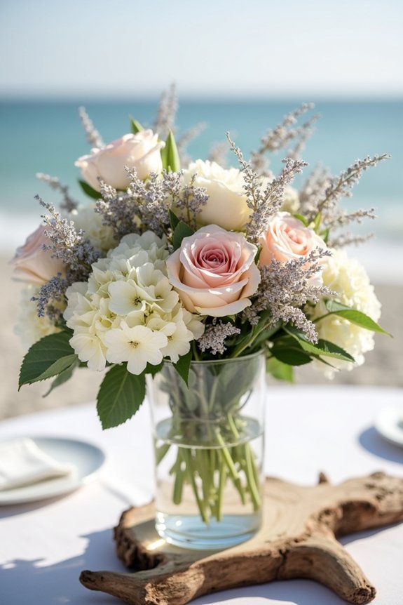 lush blooms in glass