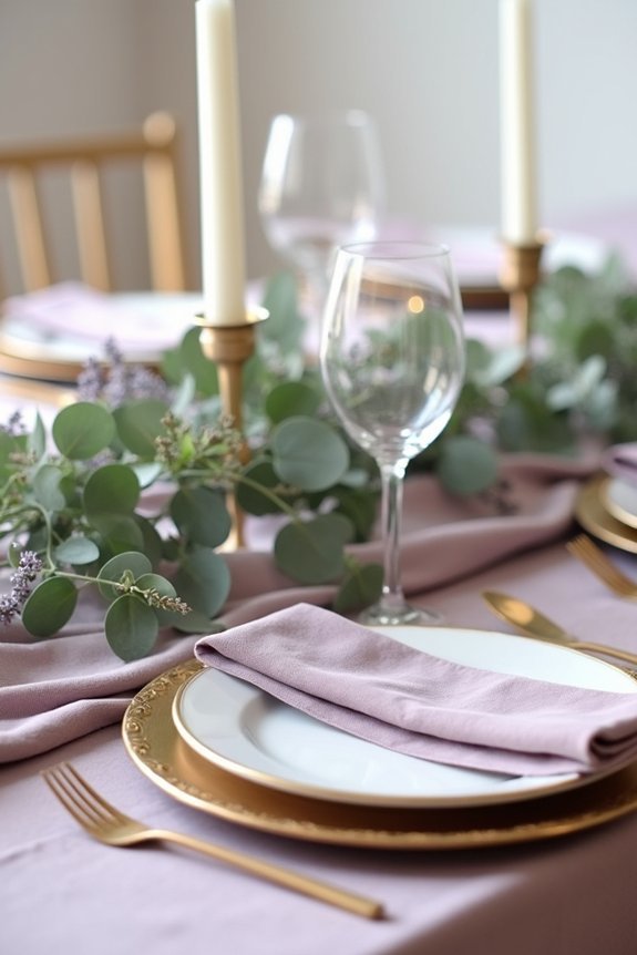 luxe mauve gold greenery