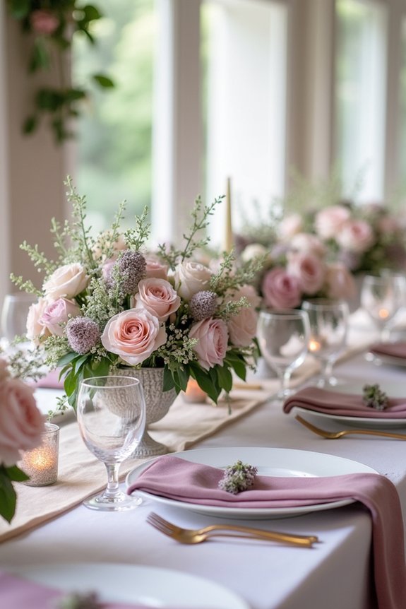 mauve flowers enhance wedding aesthetics