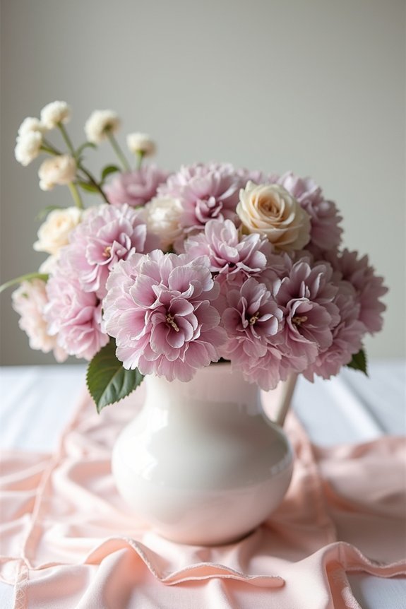 mauve flowers enhance wedding photography