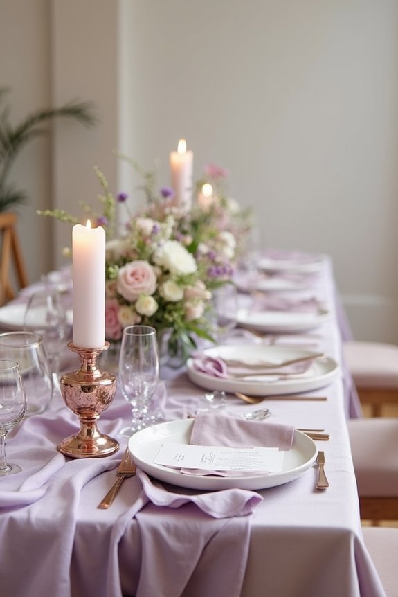 mauve linens create elegance