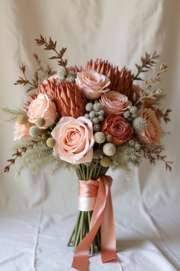 metallic accents enhance bouquets