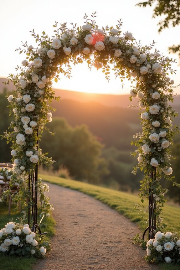 metallic arches with candles