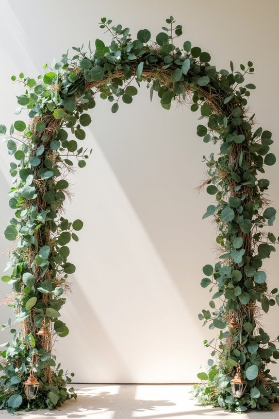 metallic eucalyptus wedding d cor