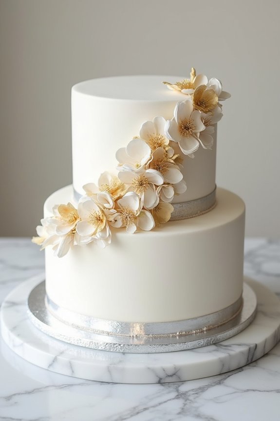 metallic finishes elevate cakes