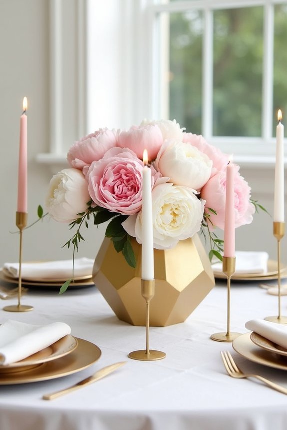 metallic floral arrangement accents