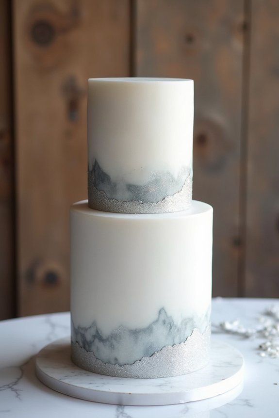 metallic marble naked cake