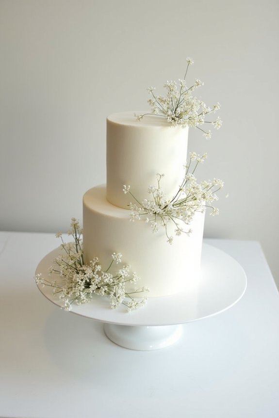 minimalist cake with blooms