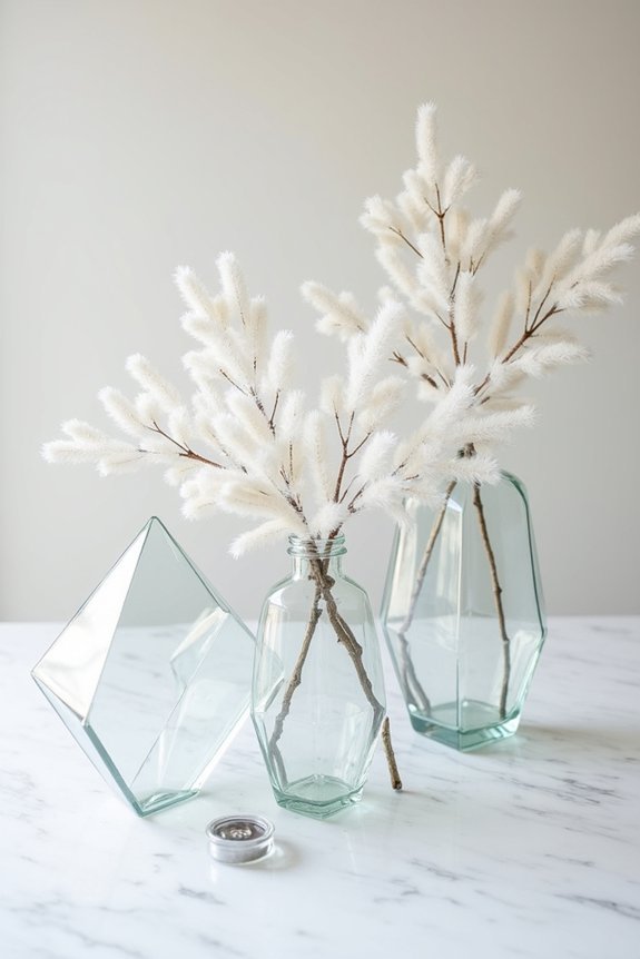 minimalist ice crystal centerpieces