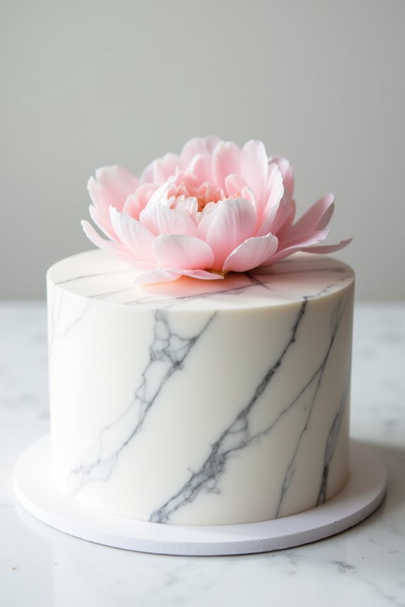 minimalist peony cake design