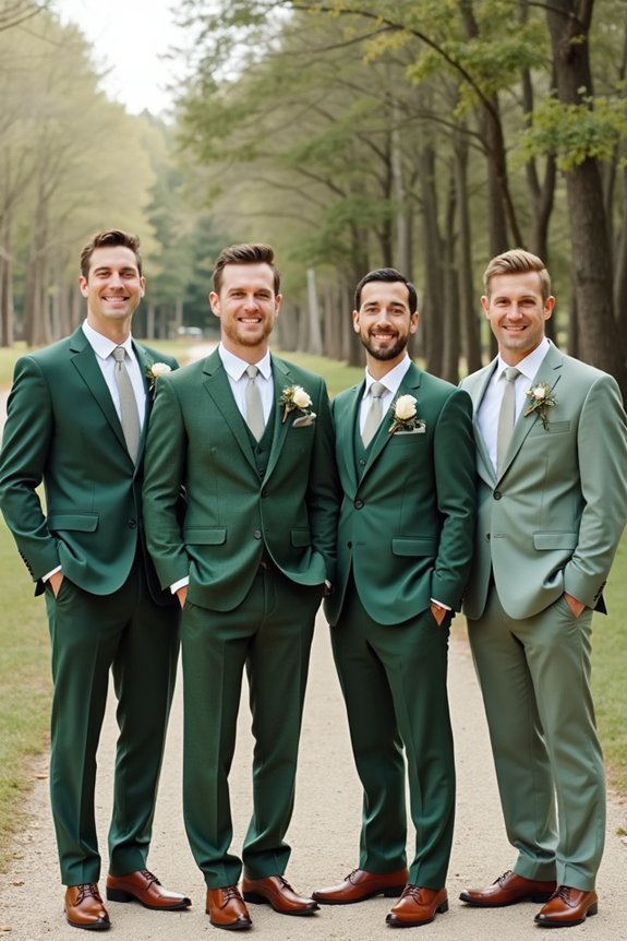 mixed sage groomsmen styles
